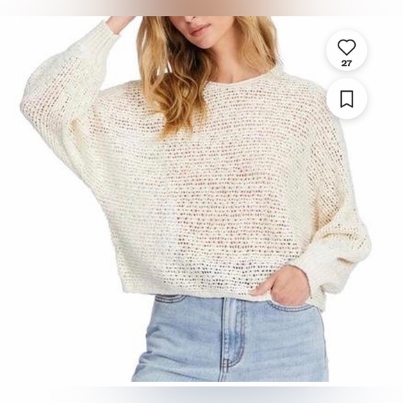 Billabong Crew Neck Cream Knit Sweater - Picture 4 of 7